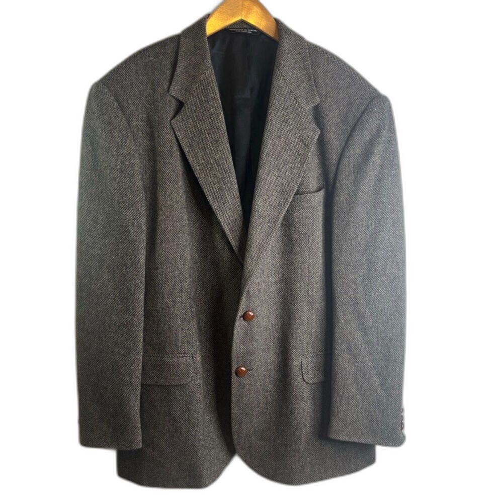 Croft & Barrow Tweed Wool Blend Single Breasted Blazer Jacket Size 44L - Picture 1 of 12